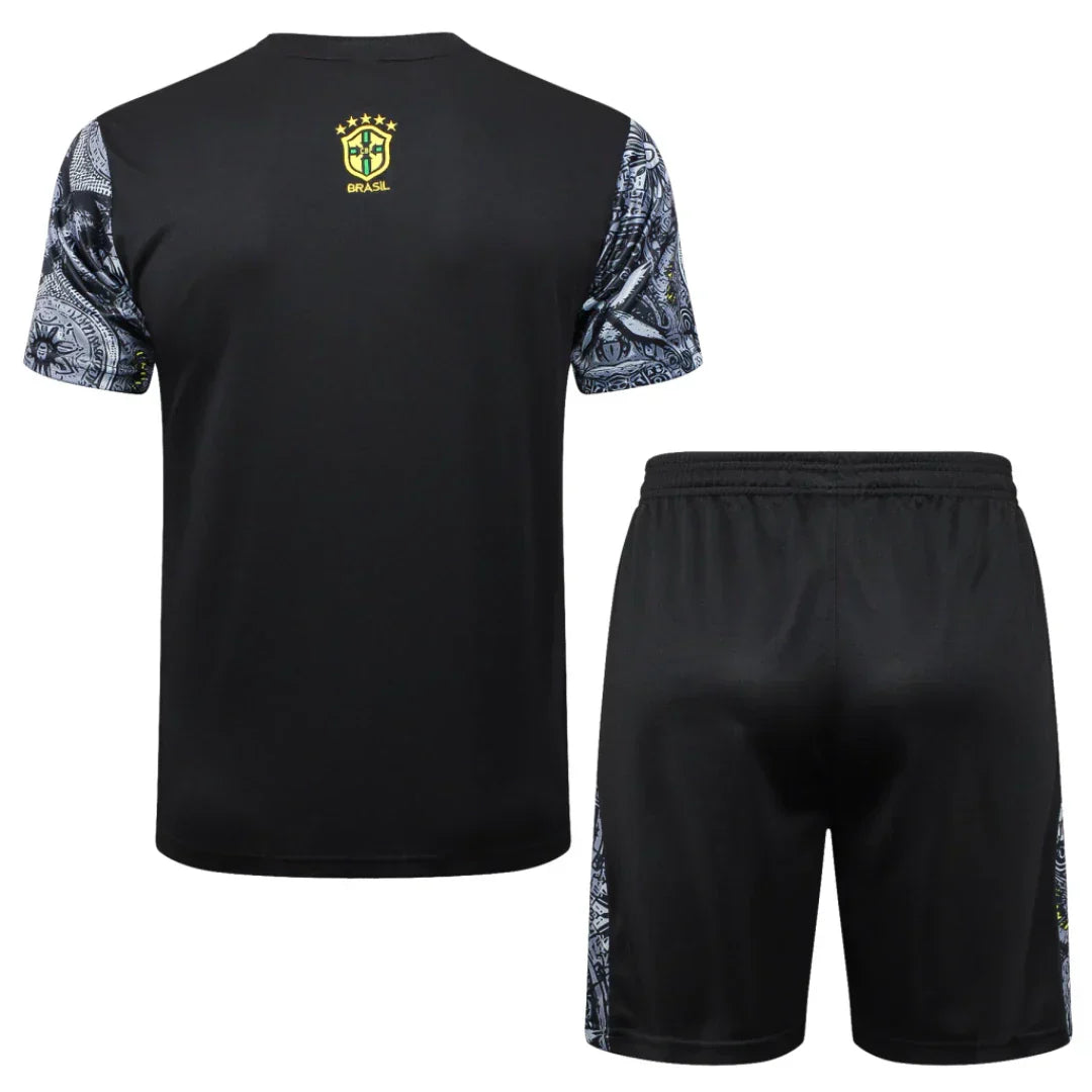 Kit Seleção Brasileira Preto Cristo Redentor 2024 Unissex