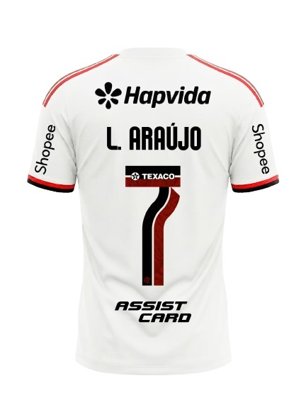 Camisa Flamengo Jogo 1 Branco Adidas 2026 – Com Kit Patrocínio – L. Araújo 7