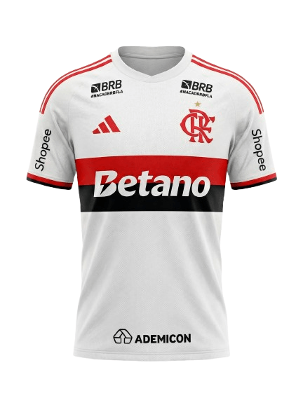 Camisa Flamengo Jogo 1 Branco Adidas 2026 – Com Kit Patrocínio – L. Araújo 7