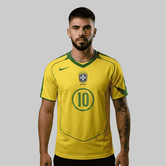 Camisa Retrô Brasil Total 90 de 2004/2005 - (RONALDINHO 10) PRONTA ENTREGA (ESTOQUE EM SP)