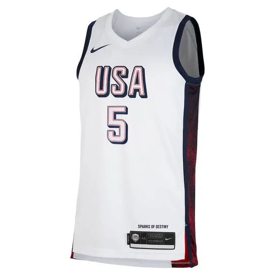 Regata USA Basquete 2024 Nike Swingman Jersey Unisex Anthony Edwards #5 Branca