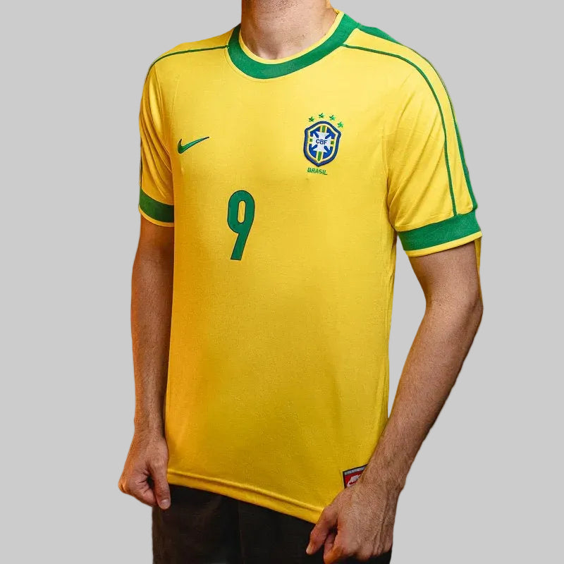 Camisa Brasil Retro Titular 98 Ronaldo 9 PRONTA ENTREGA (ESTOQUE EM SP)