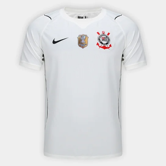 Camisa Corinthians I 26/27 - Patch campeão Copa do Brasil - Branco + Preto