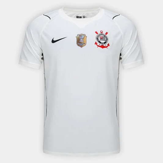 Camisa Corinthians I 26/27 - Patch campeão Copa do Brasil - Branco + Preto